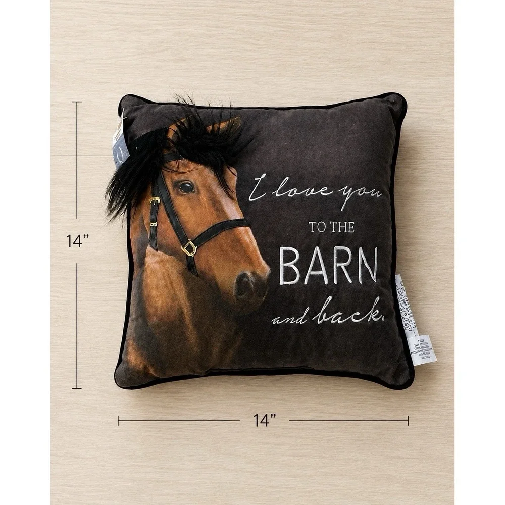 Cracker Barrel Horse Throw Pillow I Love You To The Barn And Back NWT